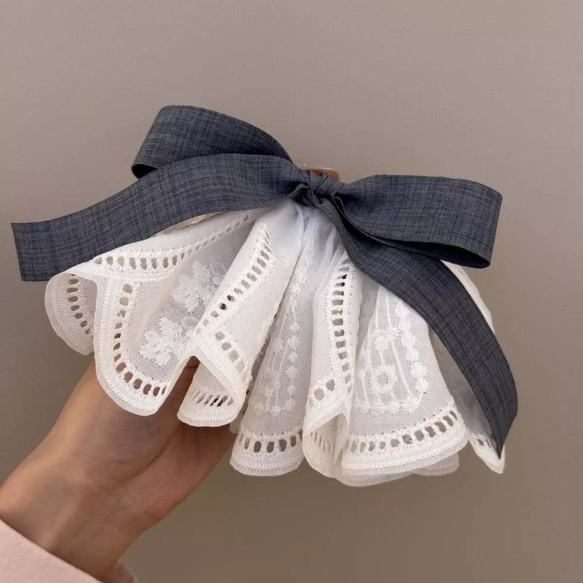 Lace Hair Clip with Ribbon - ELY VESSA LLC