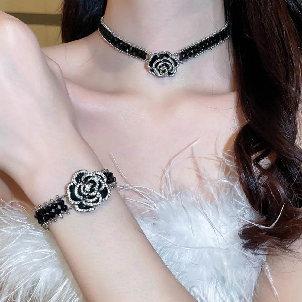 Copper Rhinestone Flower Bracelet - ELY VESSA LLC