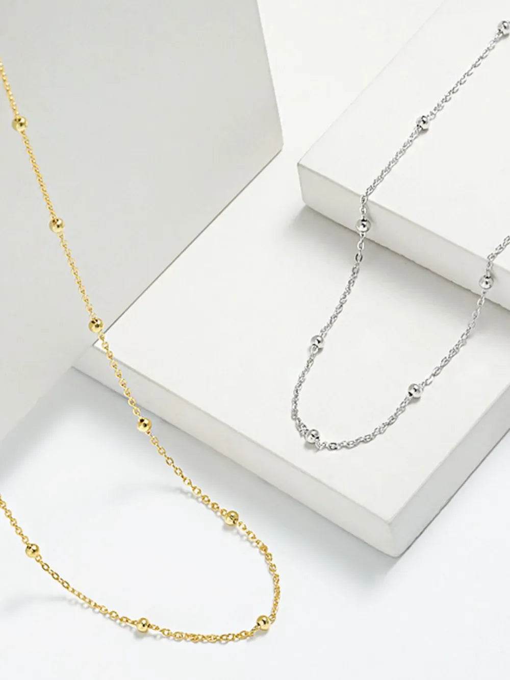 925 Sterling Silver Beaded Necklace - ELY VESSA LLC
