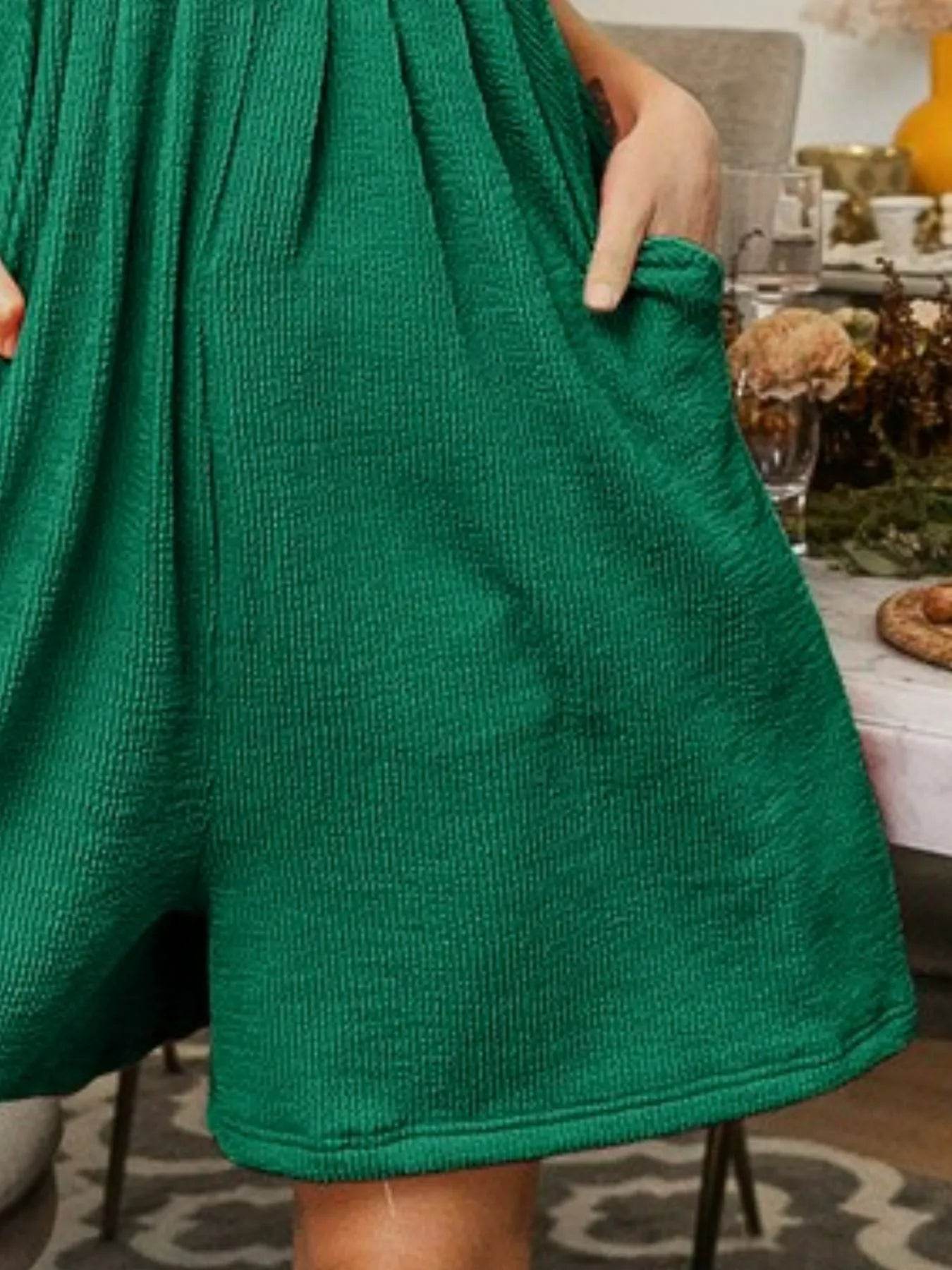 BiBi Crinkle Rib Textured Wide Leg Shortalls - ELY VESSA LLC