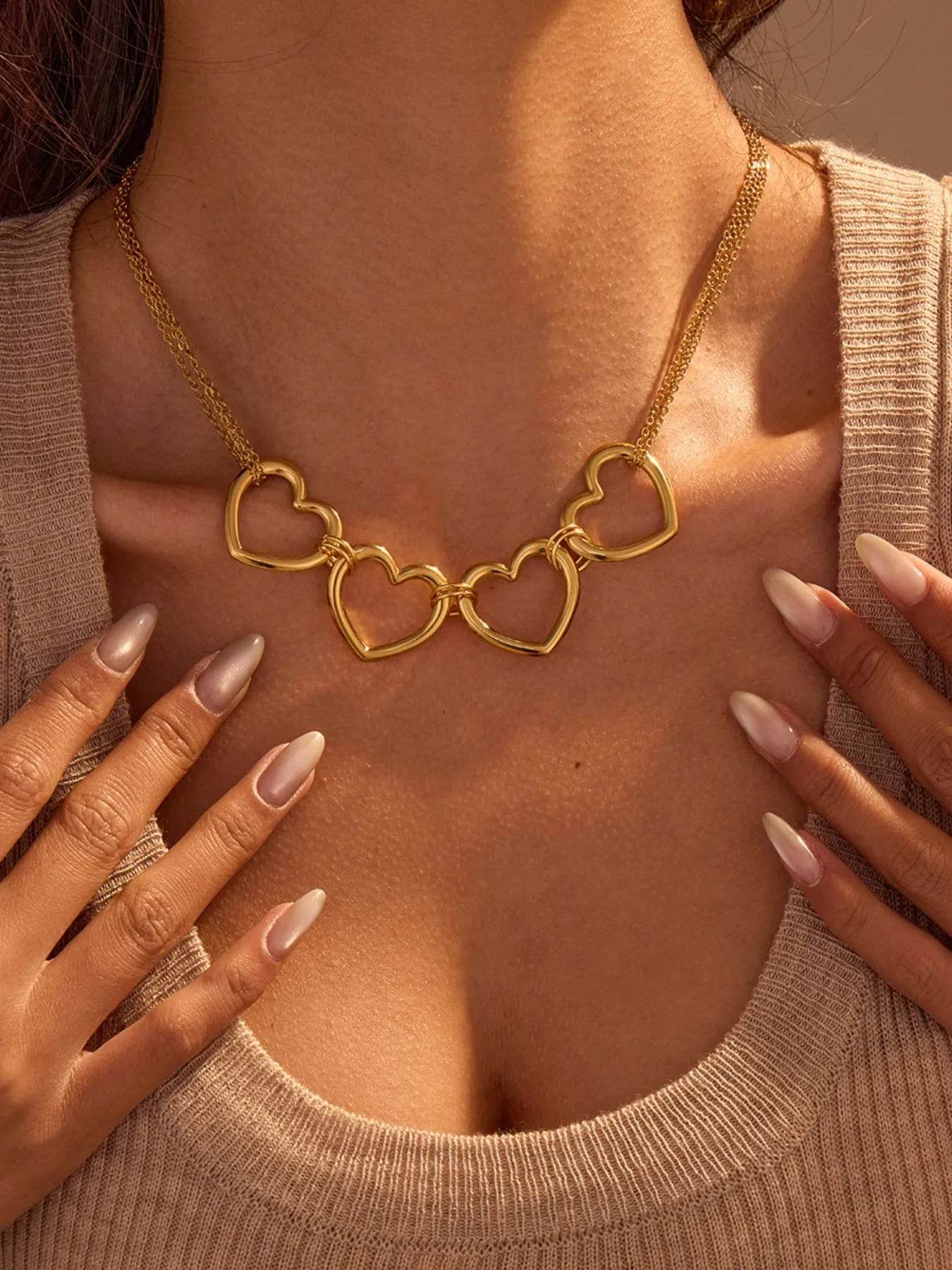 18K Gold-Plated Stainless Steel Heart Necklace - ELY VESSA LLC