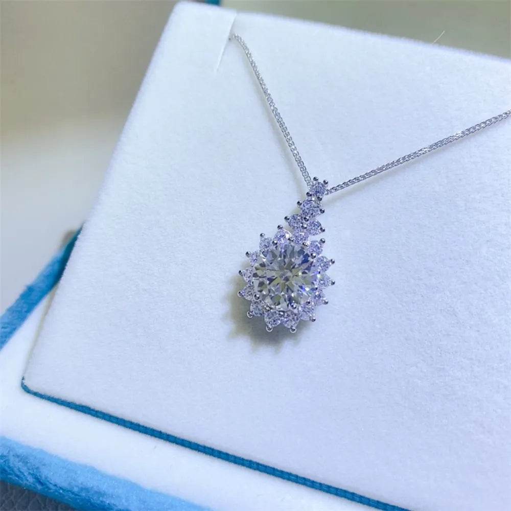 5 Carat Moissanite 925 Sterling Silver Pendant Necklace - ELY VESSA LLC