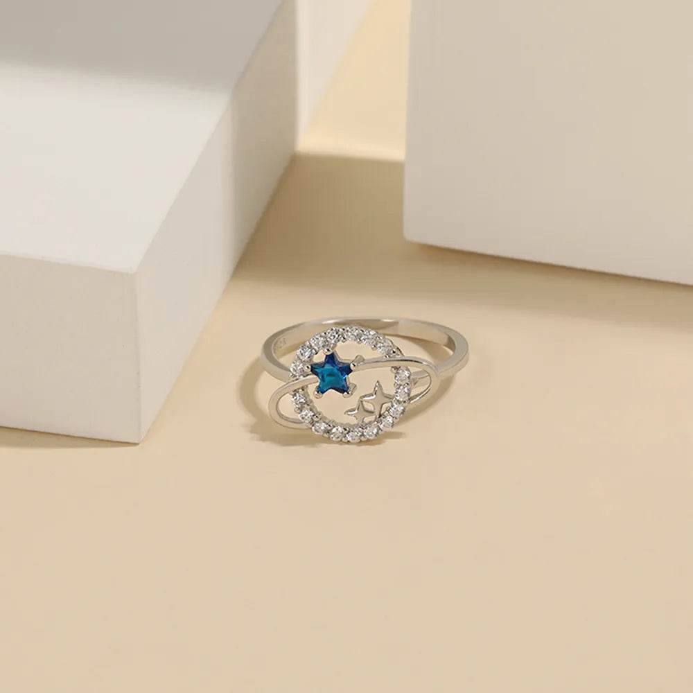 Planet Shape Inlaid Zircon 925 Sterling Silver Ring - ELY VESSA LLC