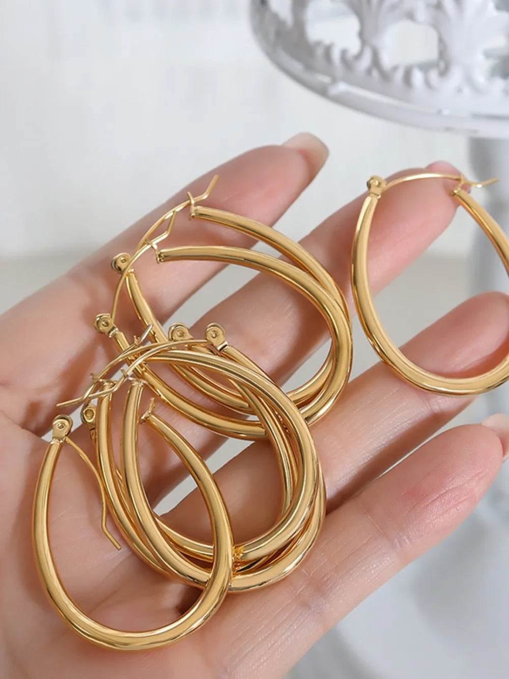 18K Gold-Plated Titanium Steel Earrings - ELY VESSA LLC