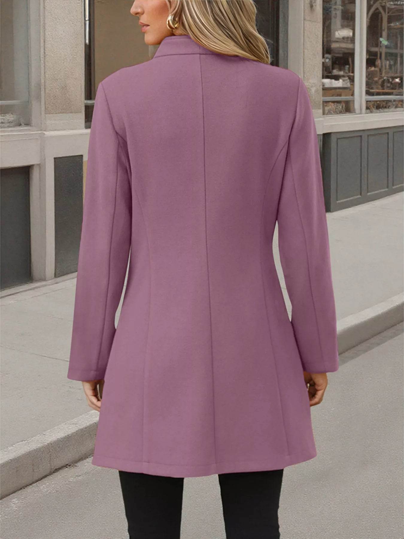 Button Up Long Sleeve Coat - ELY VESSA LLC
