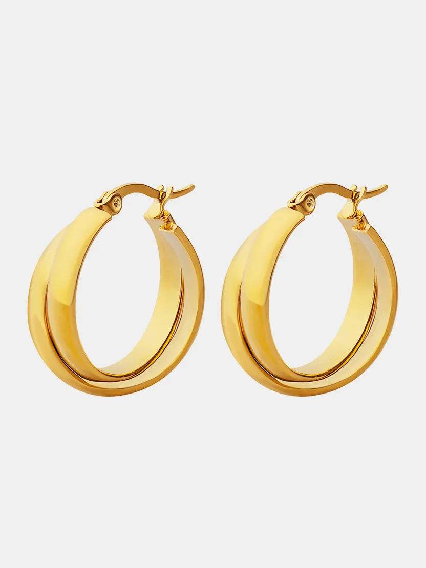 18K Gold-Plated Titanium Steel Huggie Earrings - ELY VESSA LLC