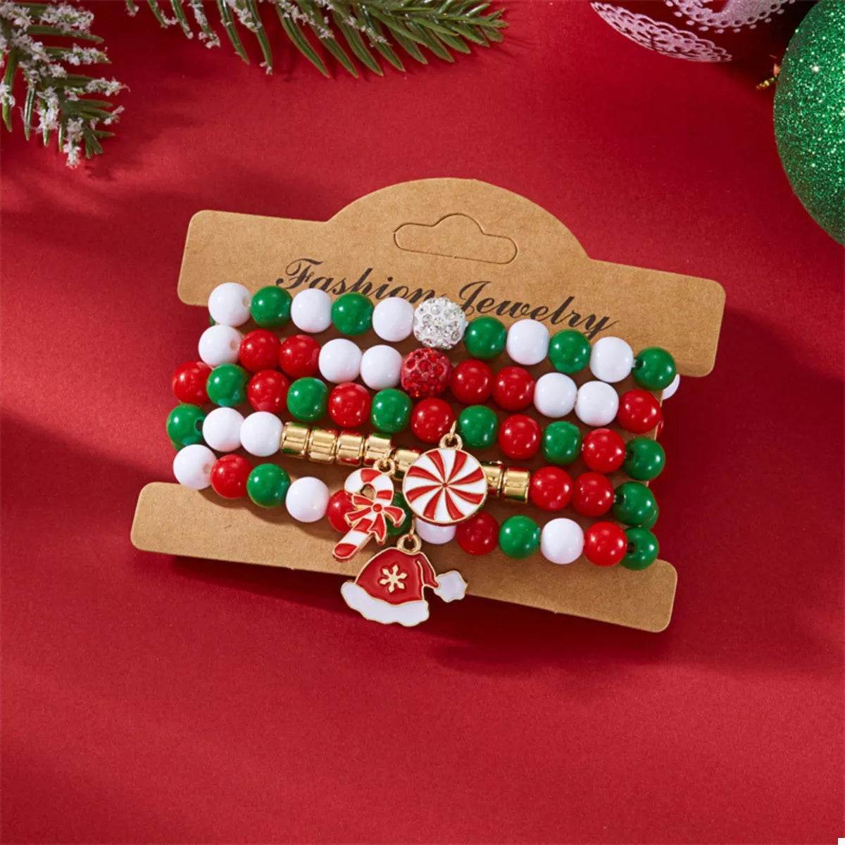5-Piece Christmas Holiday Beaded Bracelet - ELY VESSA LLC