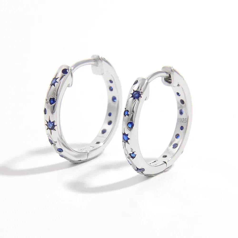 925 Sterling Silver Inlaid Zircon Huggie Earrings - ELY VESSA LLC