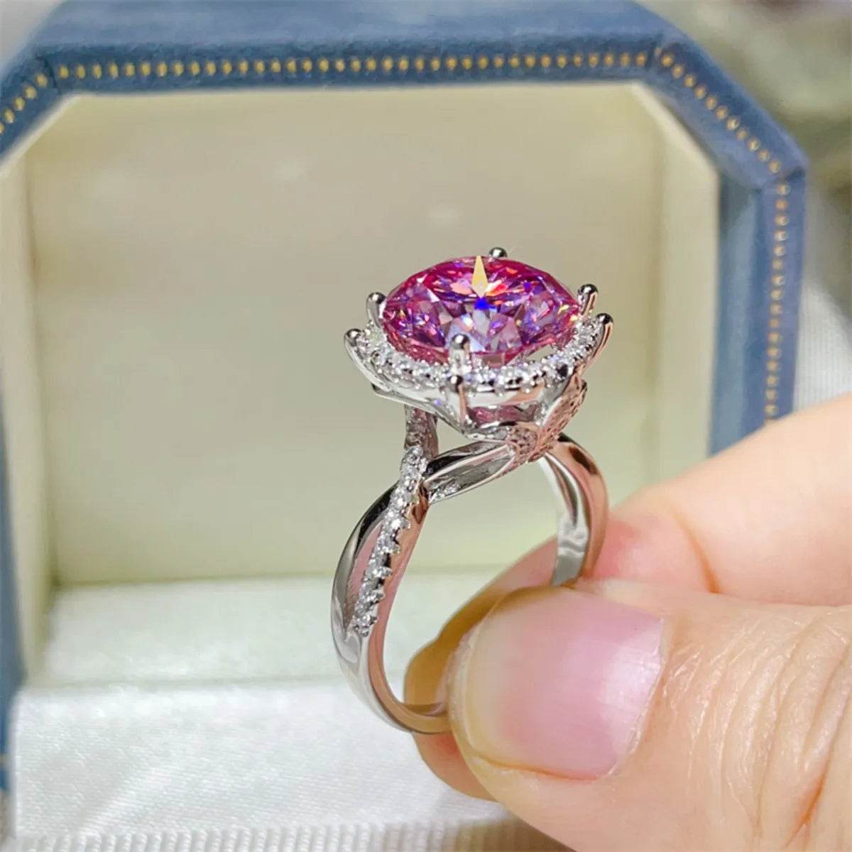 5 Carat Moissanite Halo Engagement Ring - ELY VESSA LLC
