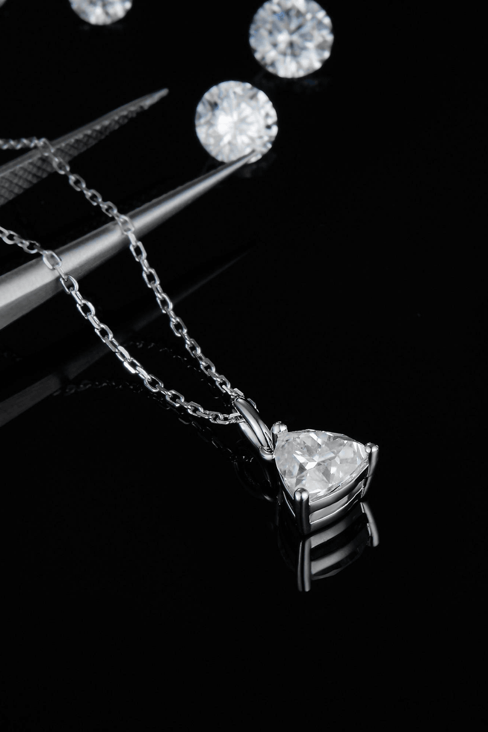 1 Carat Moissanite Pendant 925 Sterling Silver Necklace - ELY VESSA LLC