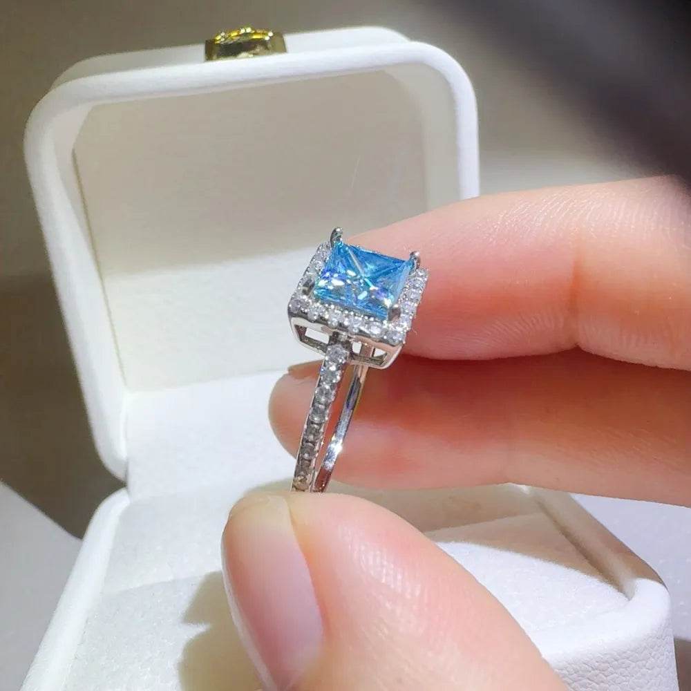 2 Carat Moissanite 925 Sterling Silver Square Shape Ring - ELY VESSA LLC