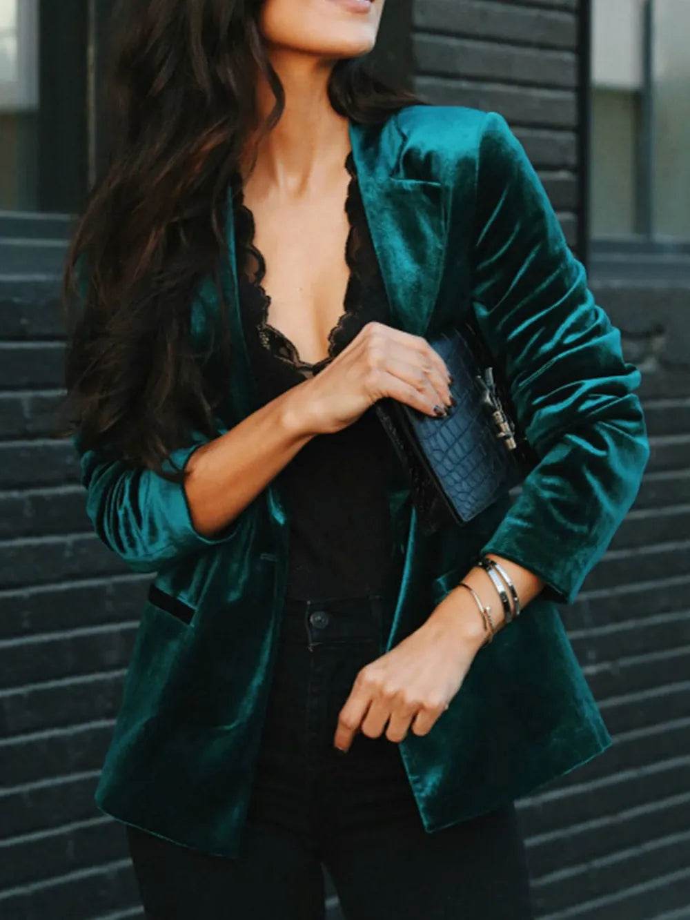 Button Up Lapel Collar Blazer - ELY VESSA LLC