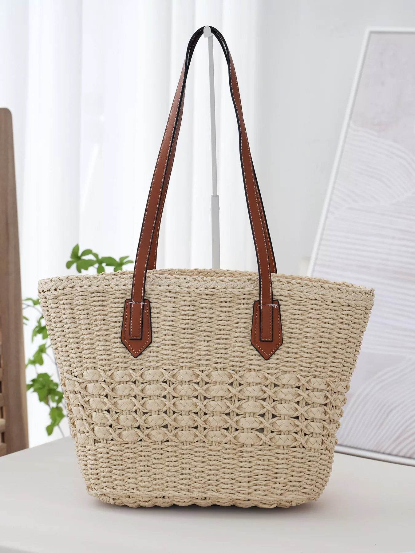 Woven Straw Tote Bag - ELY VESSA LLC