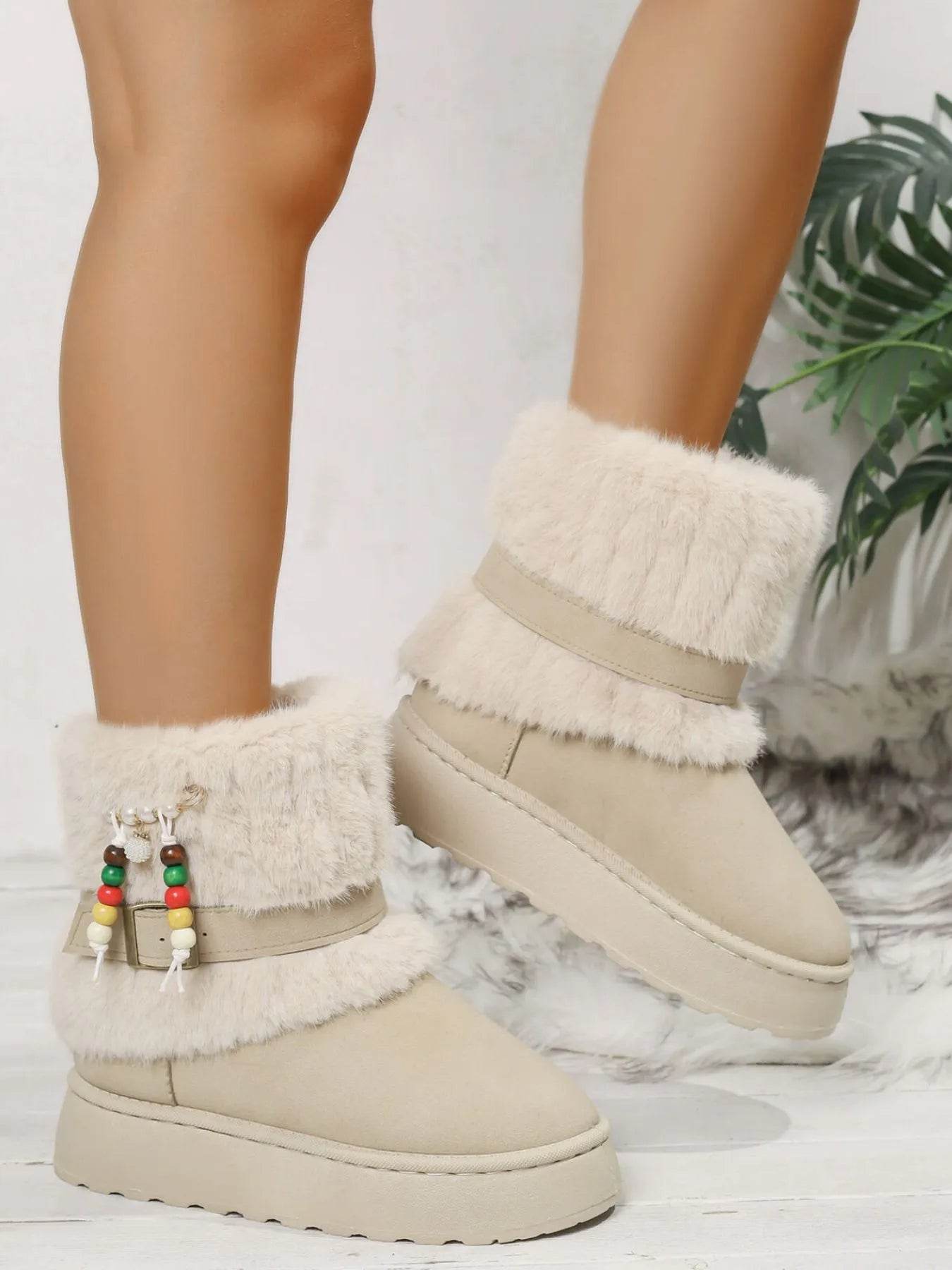 Round Toe Platform Boots - ELY VESSA LLC