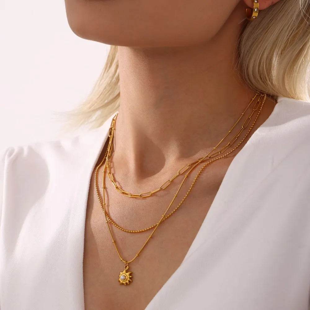18K Gold-Plated Shell Pearl Necklace - ELY VESSA LLC