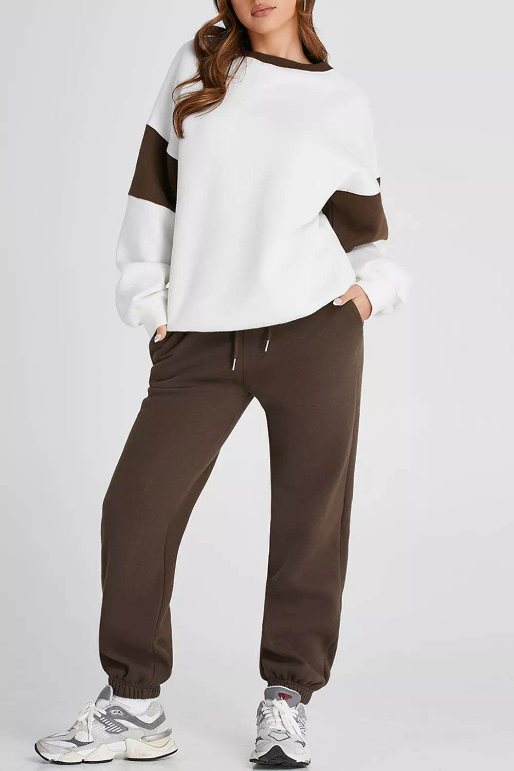 Drop Shoulder Loose Sweatshirt and Joggers Active Set - ELY VESSA LLC