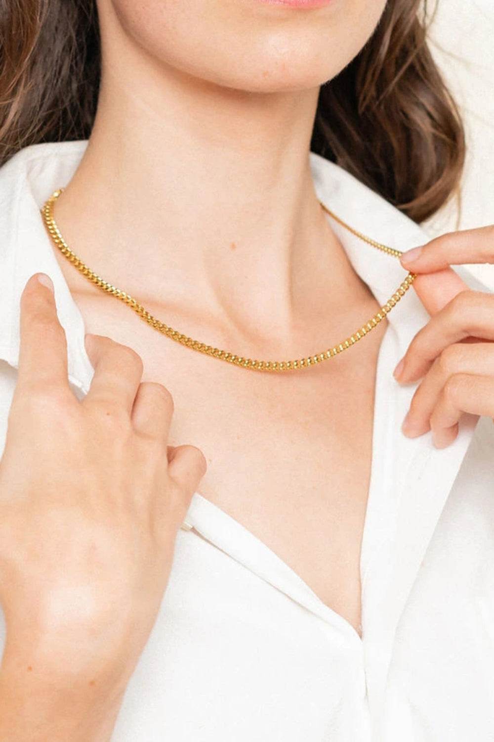 18K Gold Plated Curb Chain Necklace - ELY VESSA LLC