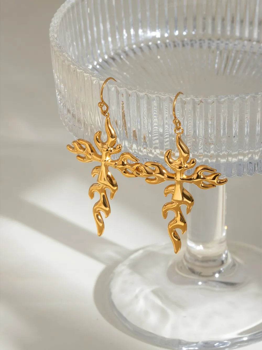 18K Gold-Plated Stainless Steel Cross Earrings - ELY VESSA LLC