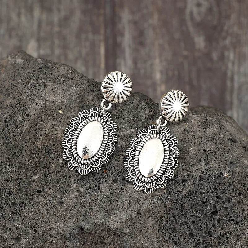 Alloy Flower Dangle Earrings - ELY VESSA LLC