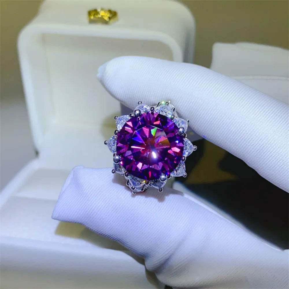 10 Carat Moissanite 925 Sterling Silver Flower Shape Ring - ELY VESSA LLC