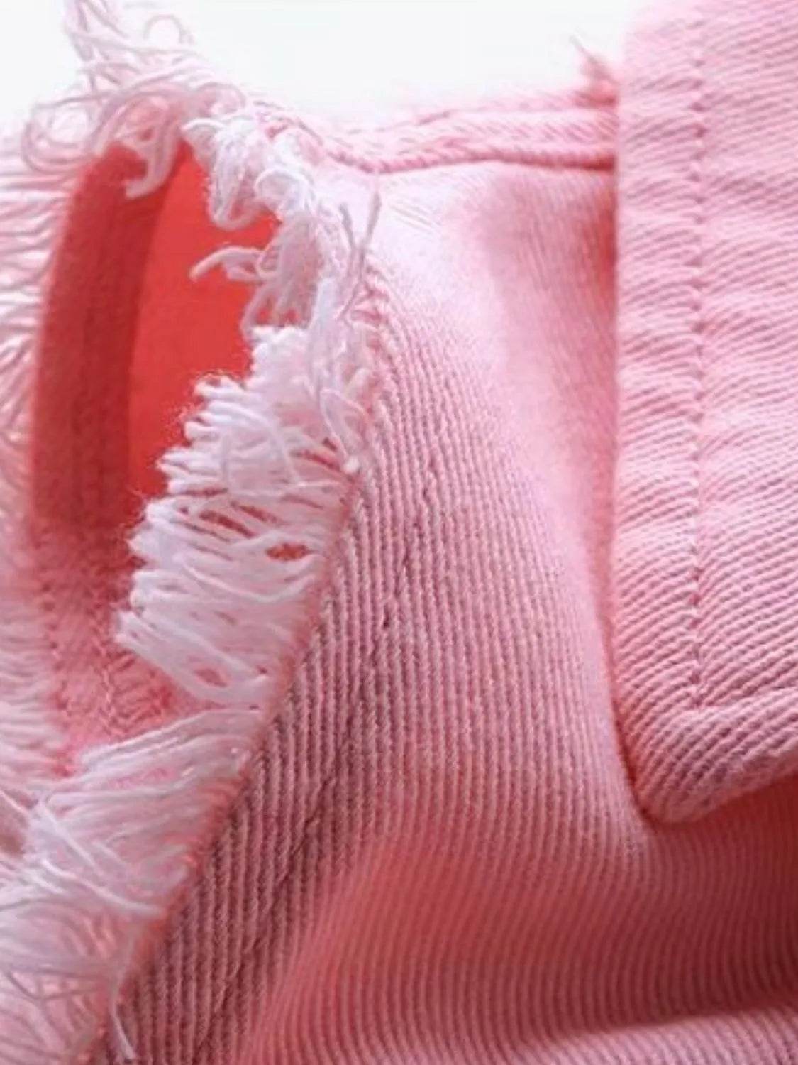 Full Size Sleeveless Frayed Denim Vest Jacket Plus Size - ELY VESSA LLC