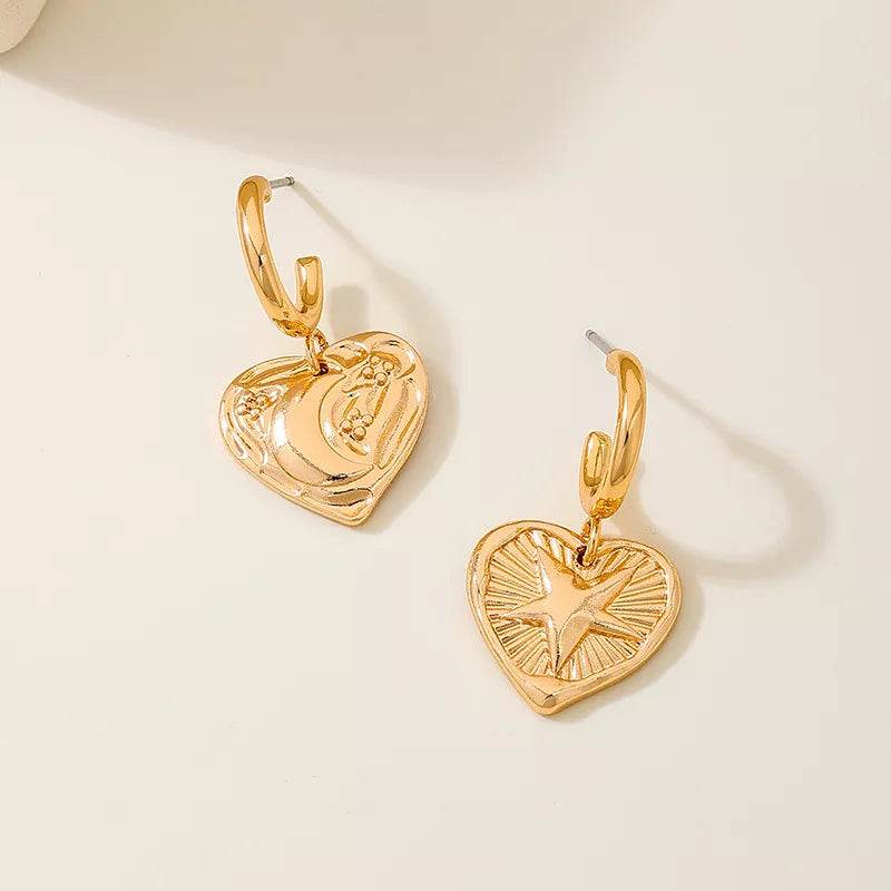 18K Gold-Plated Heart Earrings - ELY VESSA LLC