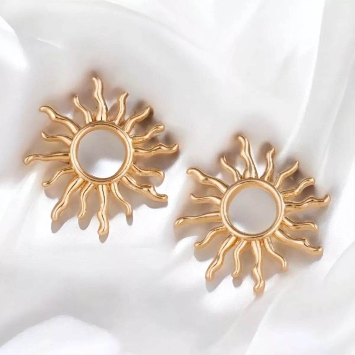 18K Gold-Plated Sun Earrings - ELY VESSA LLC