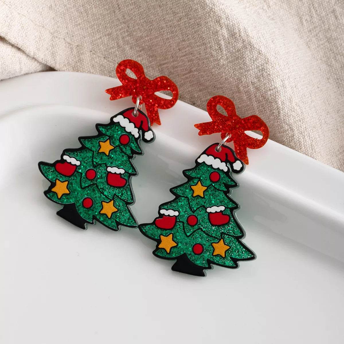 Acrylic Christmas Tree Drop Earrings - ELY VESSA LLC