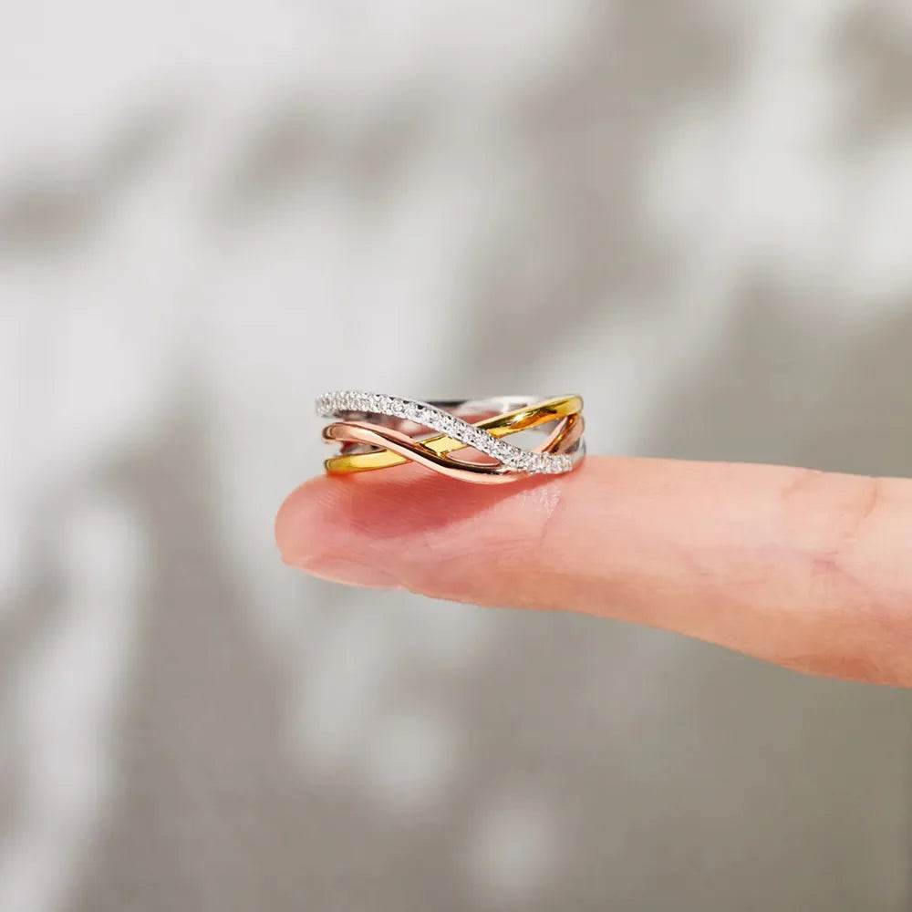 Crisscross Gold-Plated 925 Sterling Silver Ring - ELY VESSA LLC