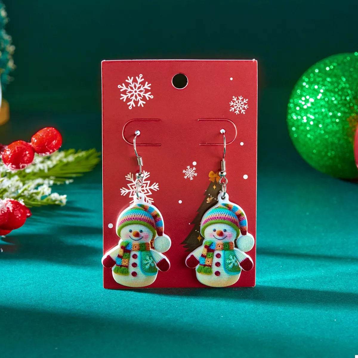 Christmas Snowman Dangle Earrings - ELY VESSA LLC