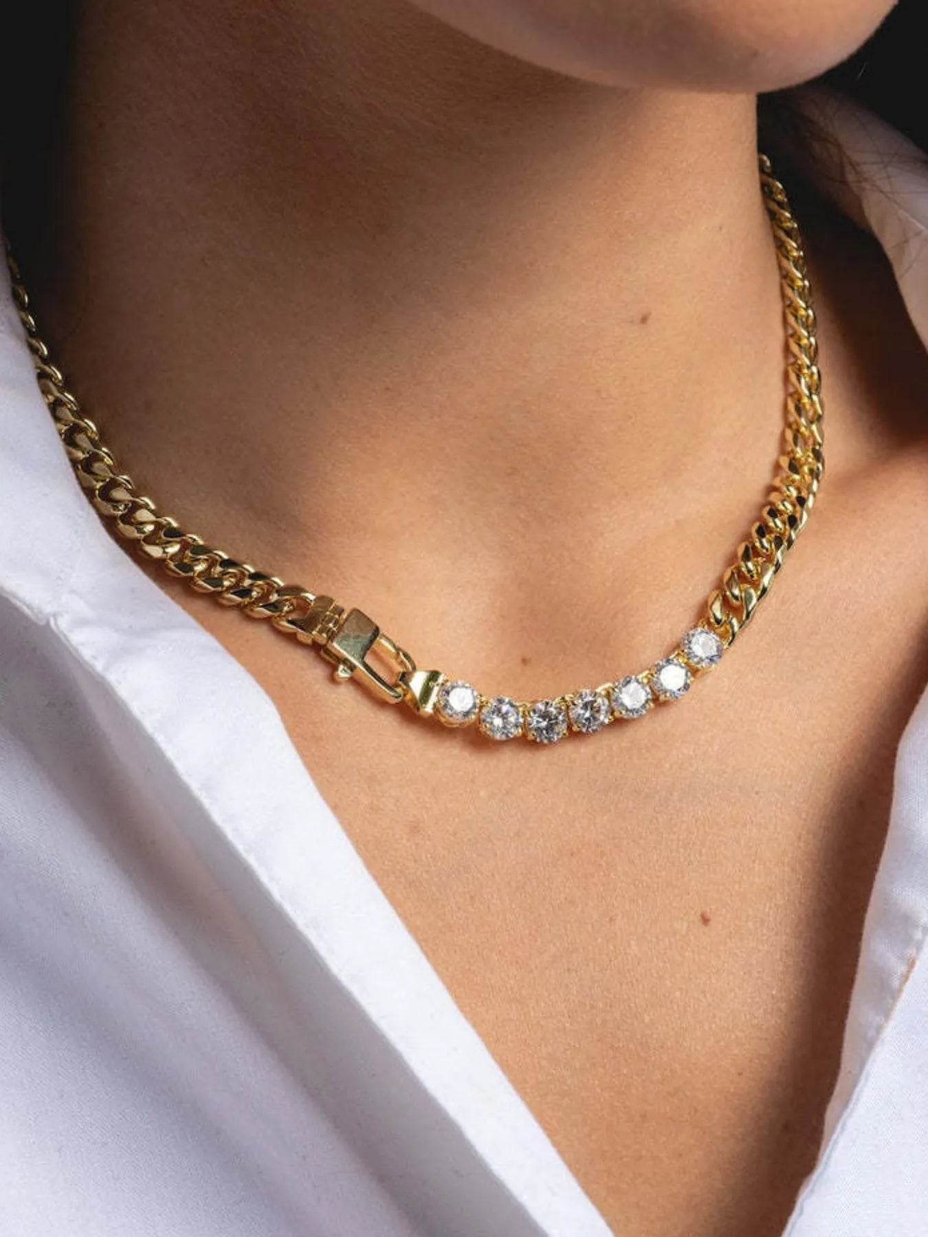 18K Gold-Plated Zircon Necklace and Bracelet Jewelry Set - ELY VESSA LLC