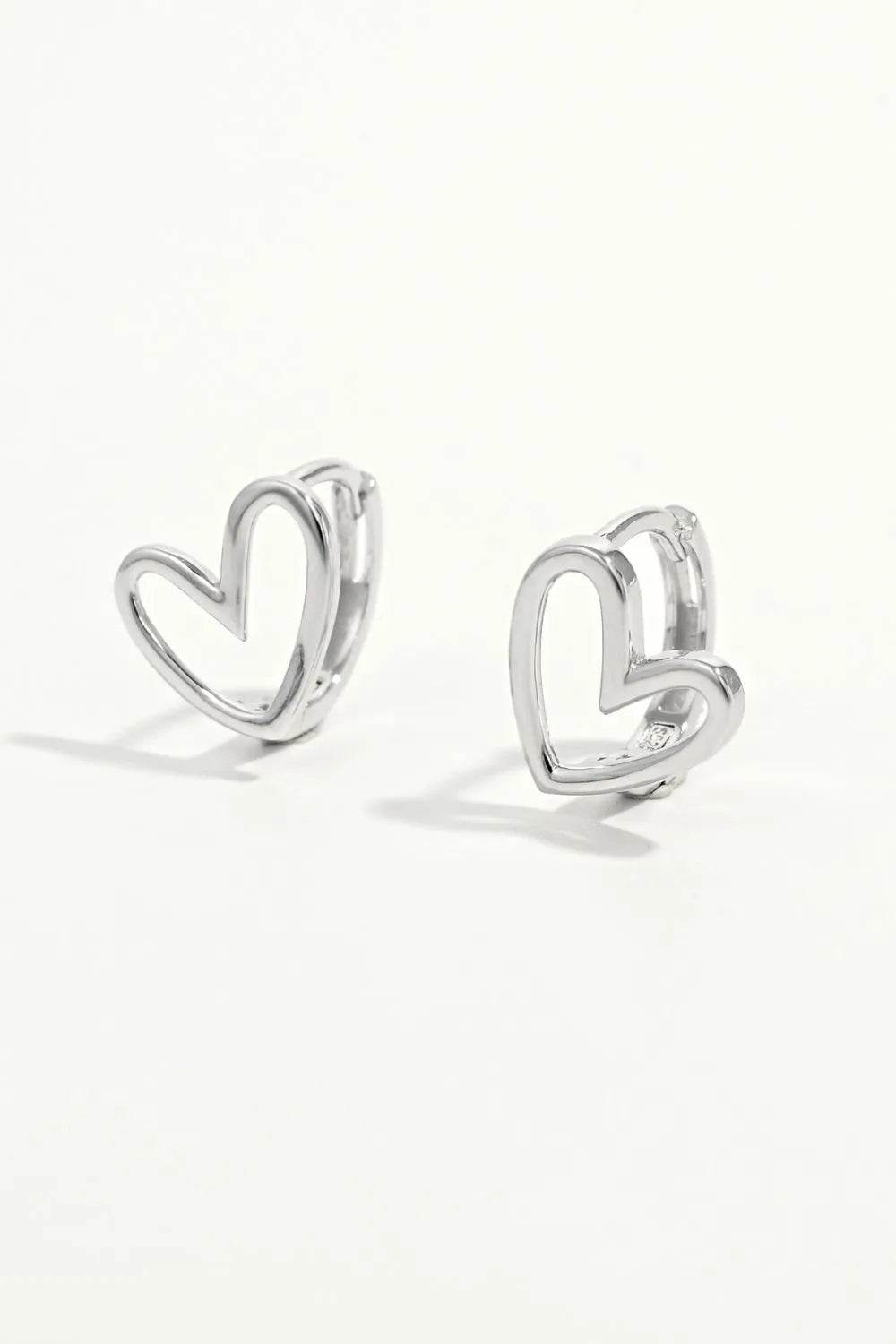 925 Sterling Silver Heart Shape Earrings - ELY VESSA LLC