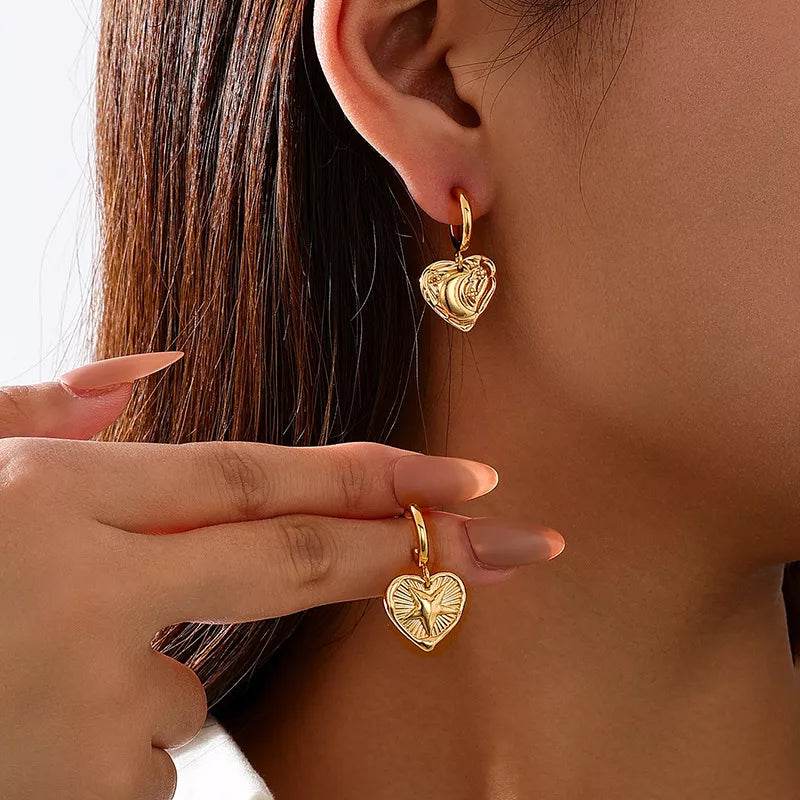 18K Gold-Plated Heart Earrings - ELY VESSA LLC