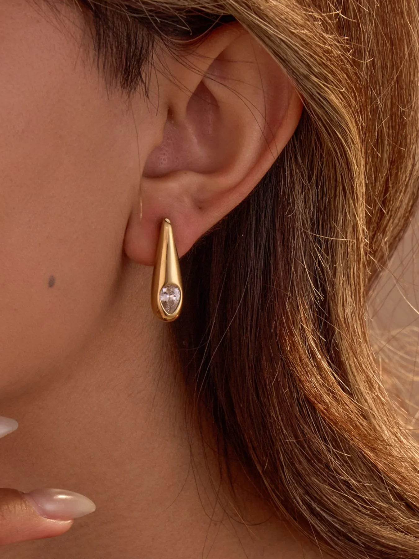 18K Gold-Plated Zircone Teardrop Earrings - ELY VESSA LLC