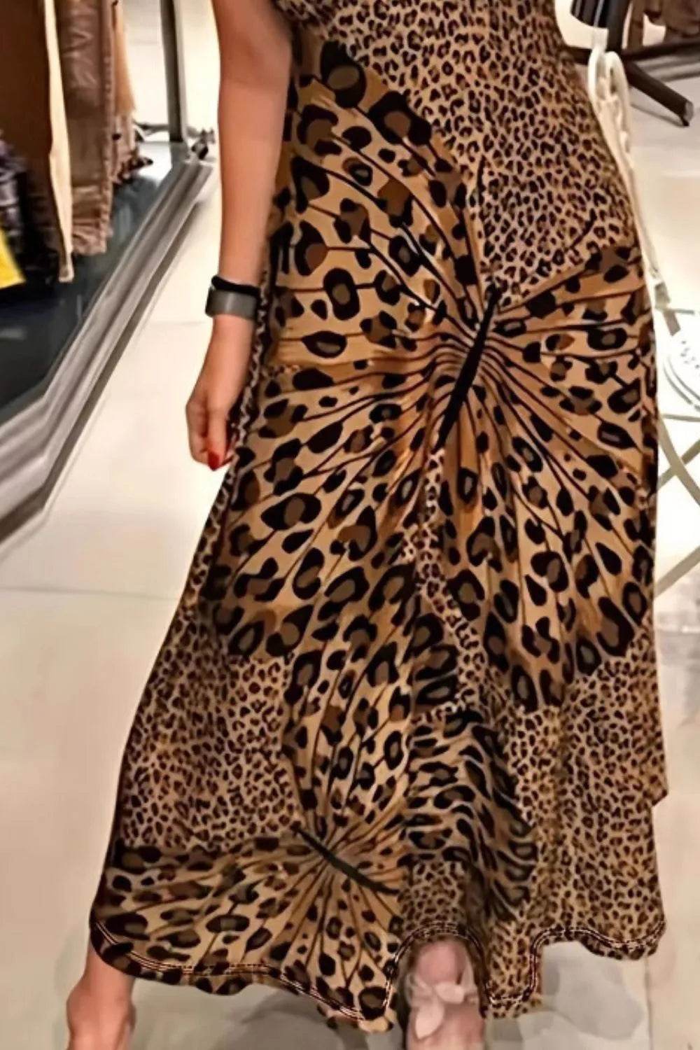 Butterfly Leopard Maxi Cami Dress - ELY VESSA LLC