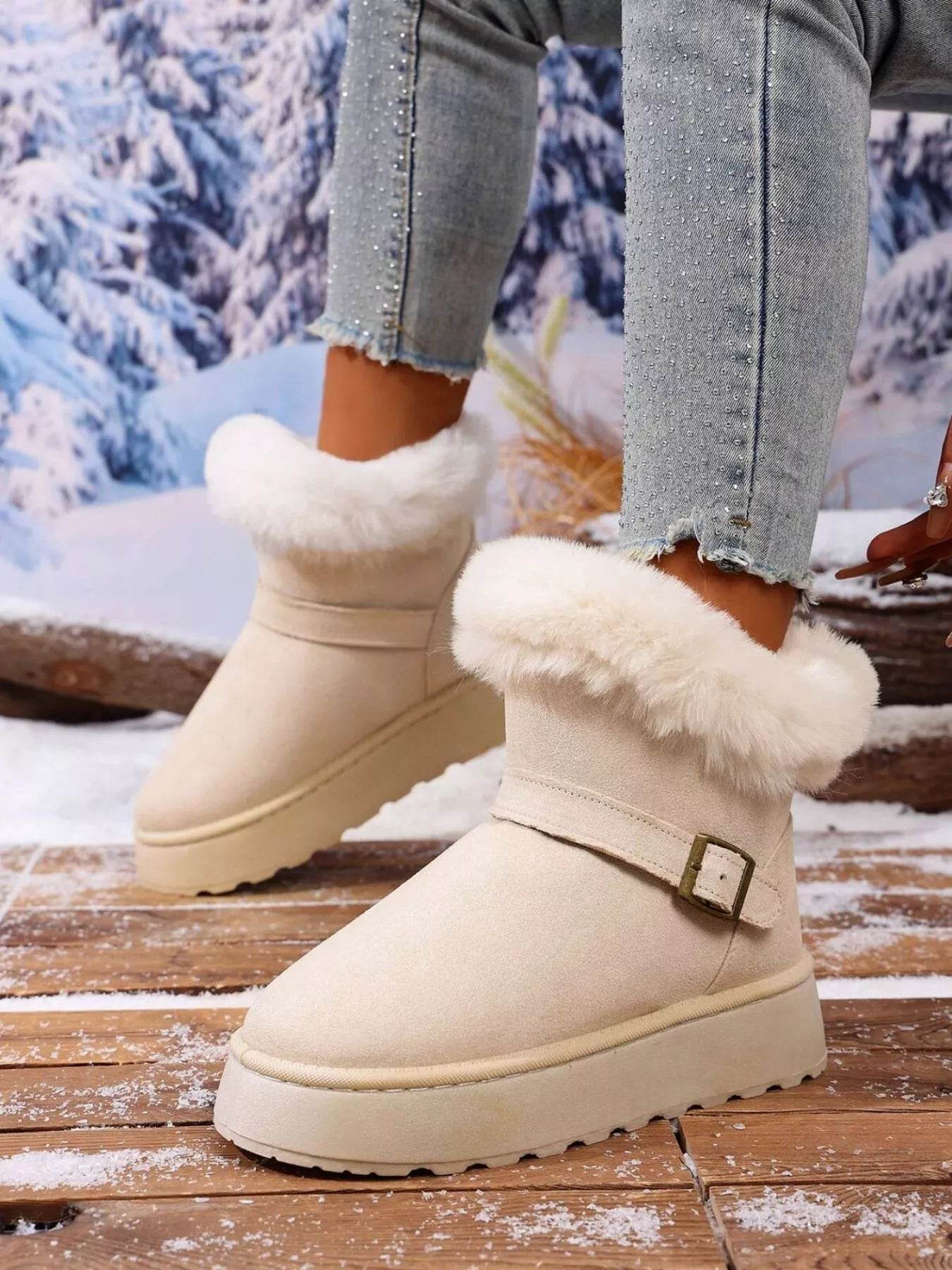 Round Toe Platform Boots - ELY VESSA LLC