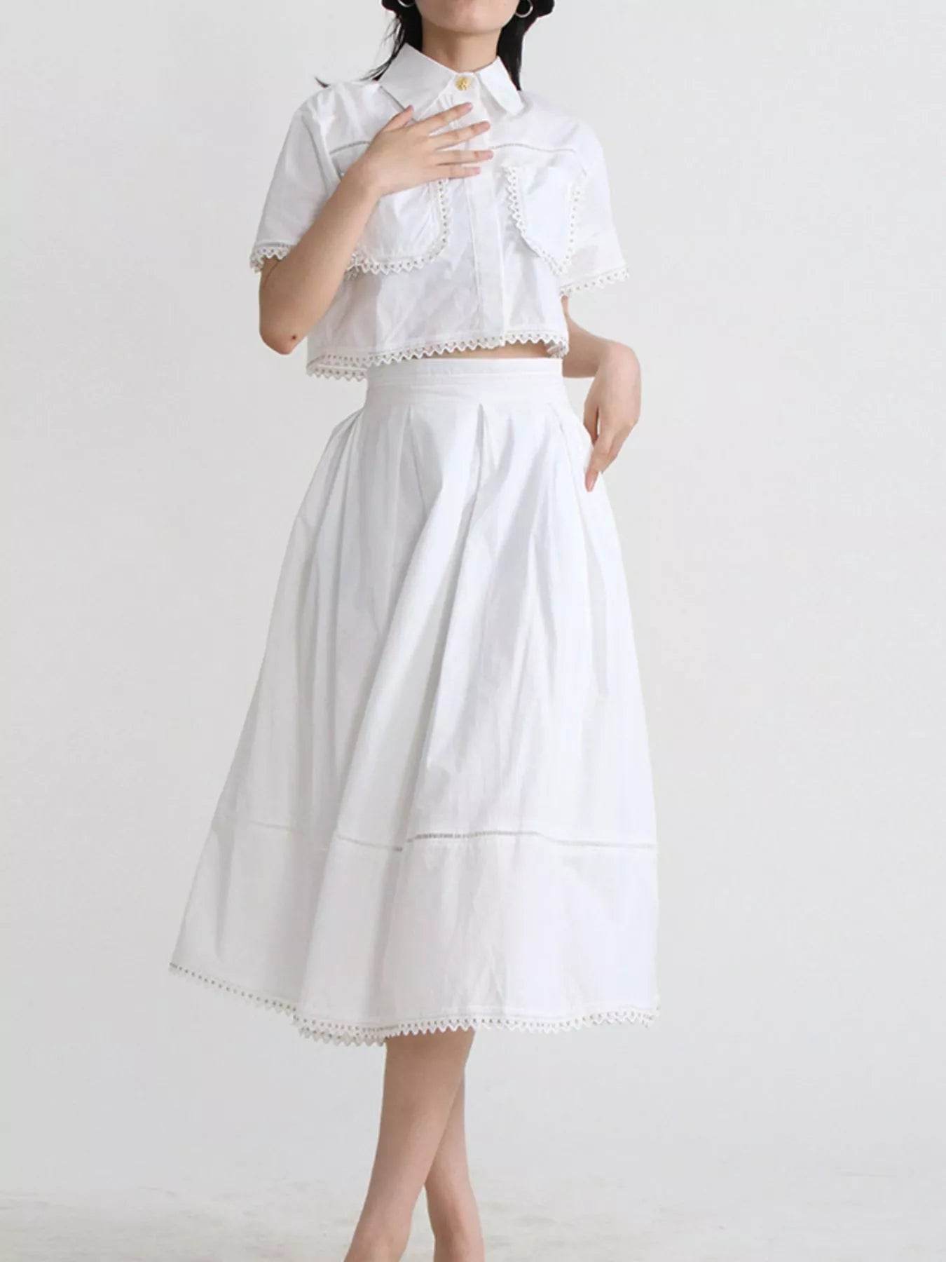 Short Sleeve Shirt and Skirt Set - ELY VESSA LLC