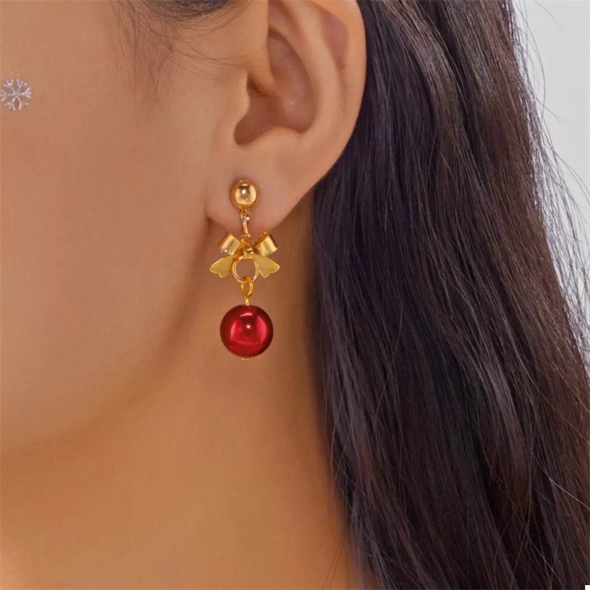 Christmas 18K Gold-Plated Ball Drop Earrings - ELY VESSA LLC