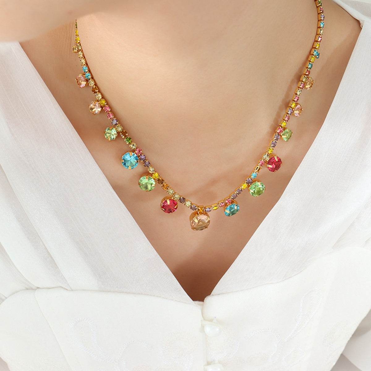 Crystal Copper Chain Necklace - ELY VESSA LLC