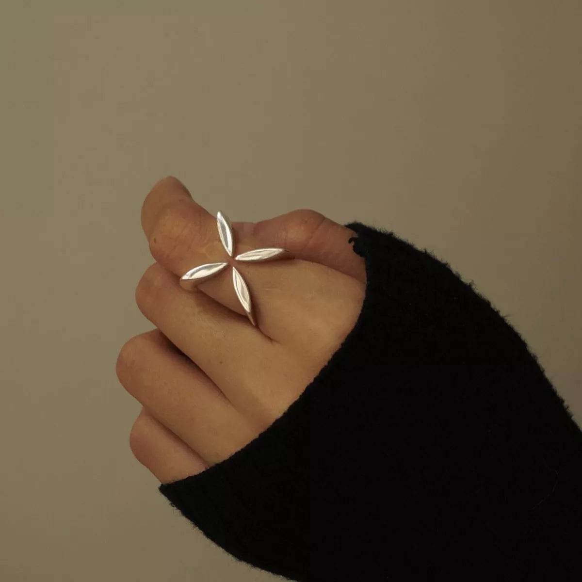 Stainless Steel Crisscross Open Ring - ELY VESSA LLC