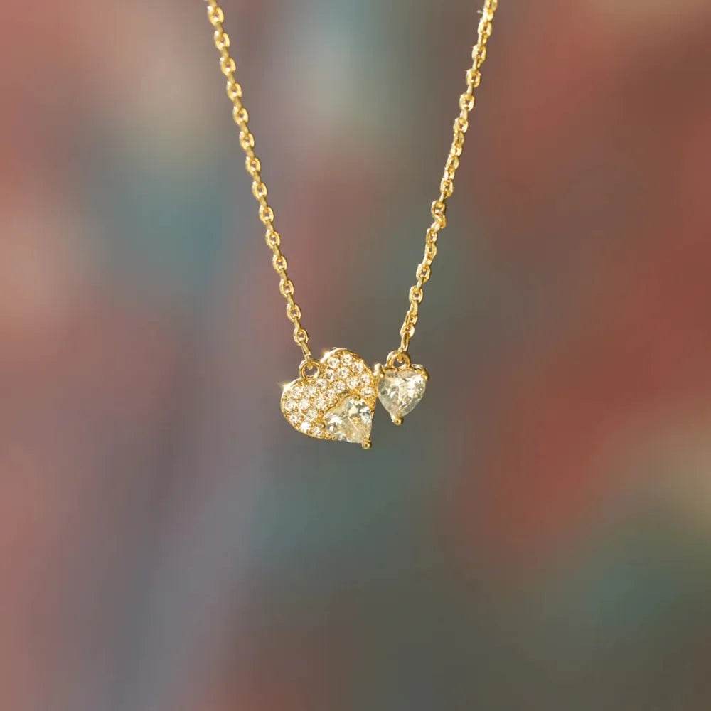 18K Gold-Plated 925 Sterling Silver Zircon Heart Necklace - ELY VESSA LLC