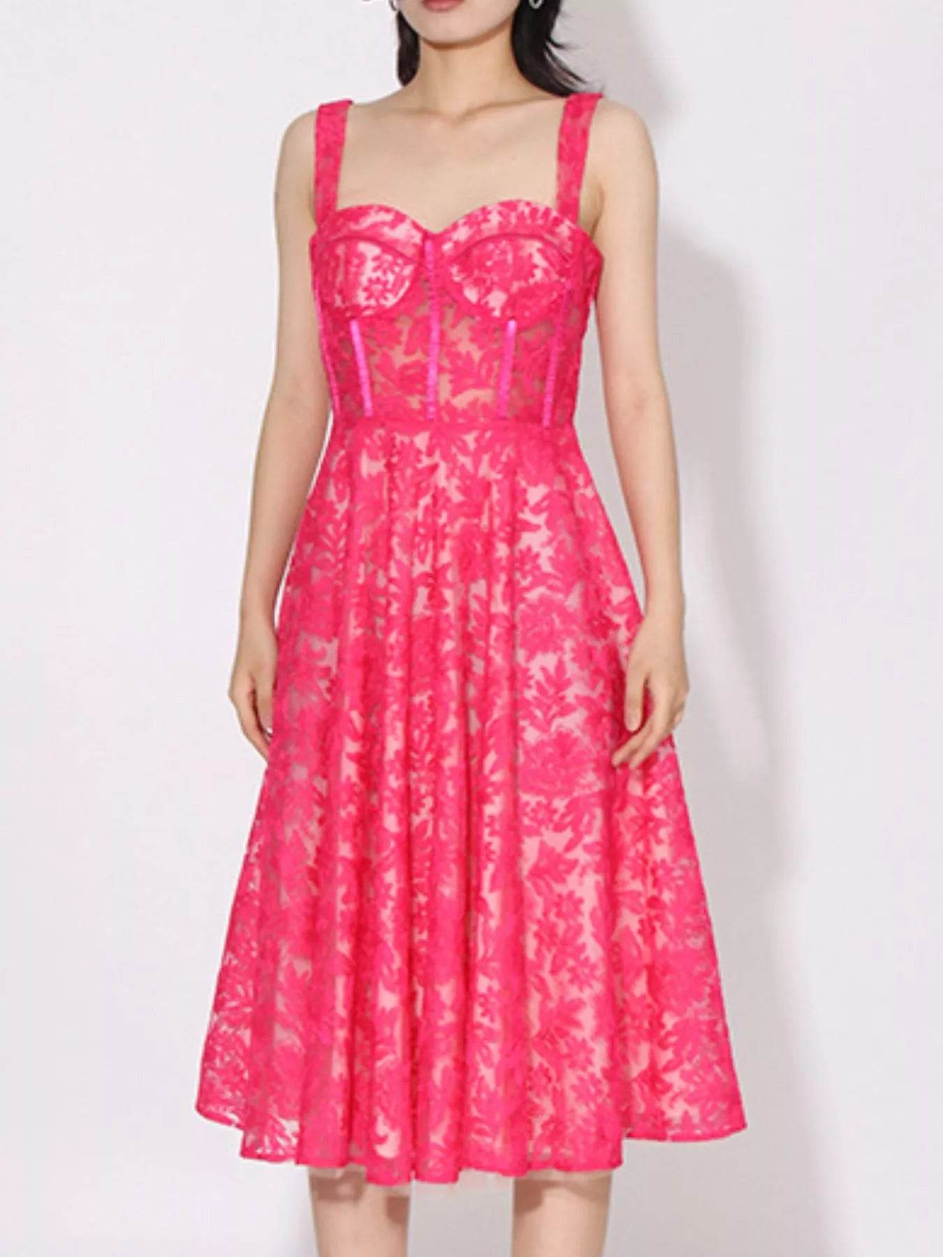 Lace Sweetheart Neck Cami Dress - ELY VESSA LLC