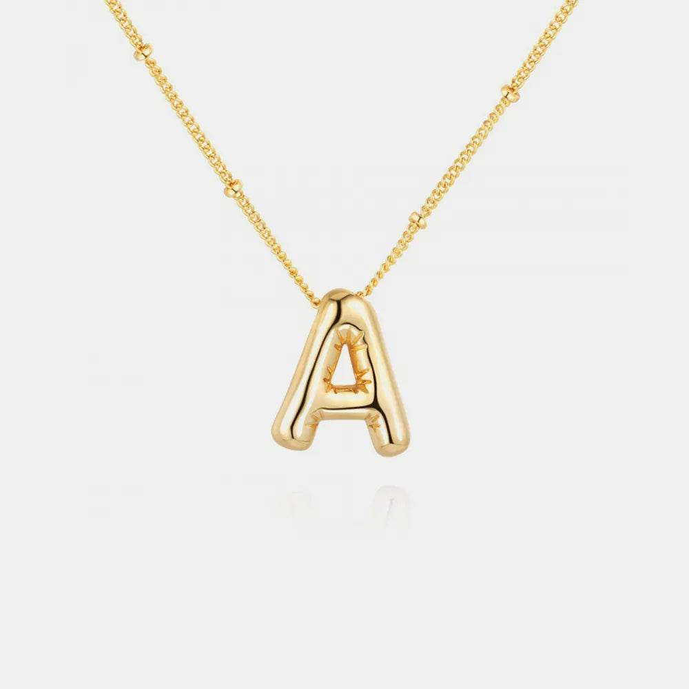 Gold-Plated Bubble Initial Necklace - ELY VESSA LLC