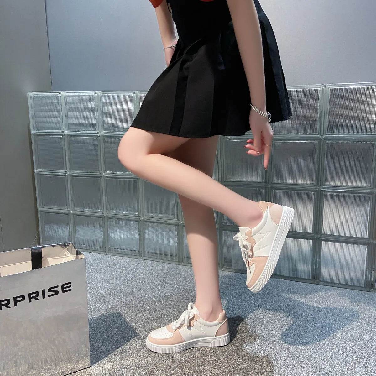 Low-Top Lace-Up Breathable Sneakers - ELY VESSA LLC