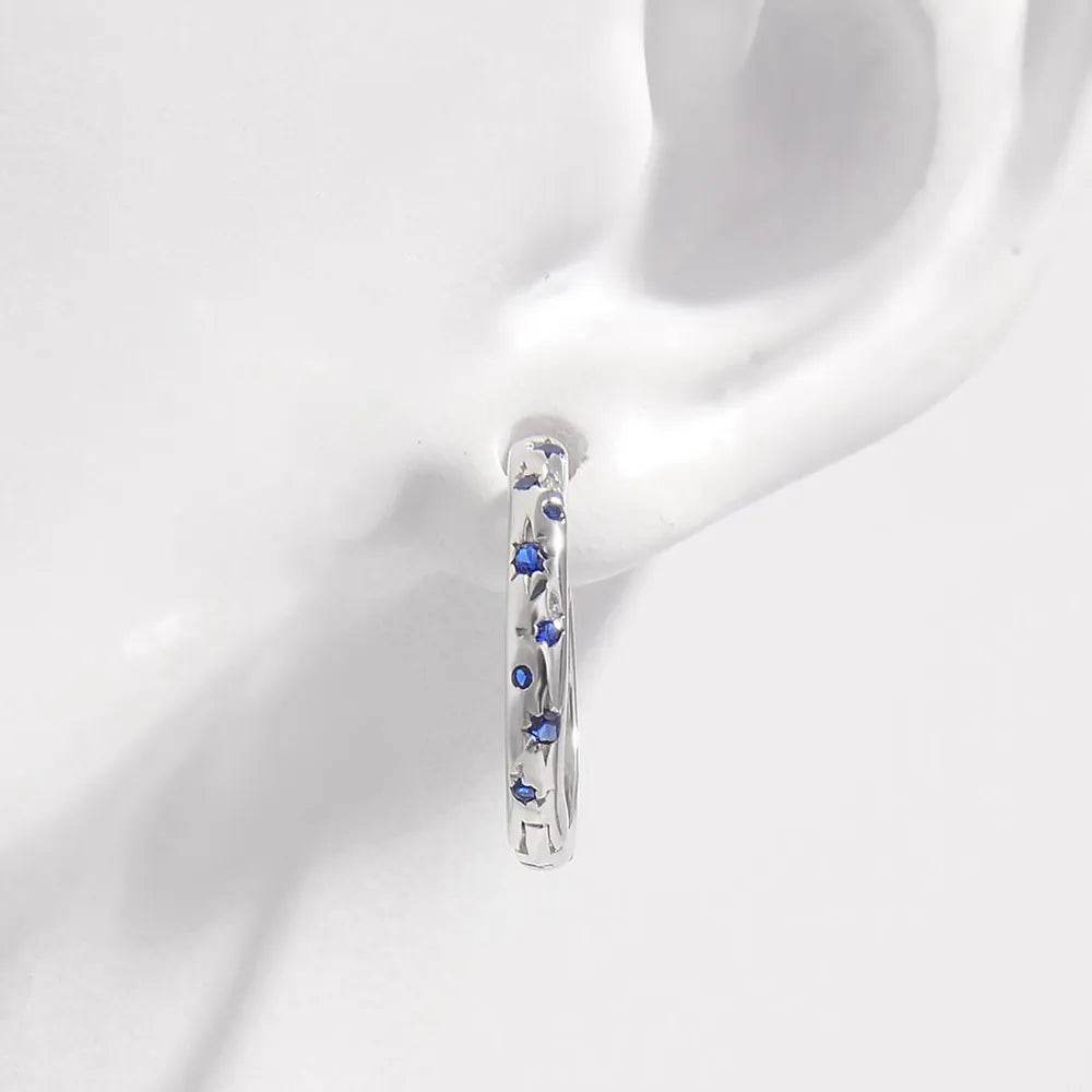 925 Sterling Silver Inlaid Zircon Huggie Earrings - ELY VESSA LLC