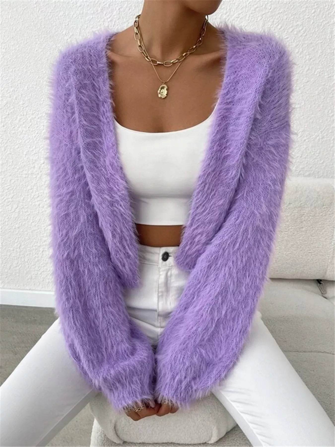 Open Front Long Sleeve Cardigan - ELY VESSA LLC