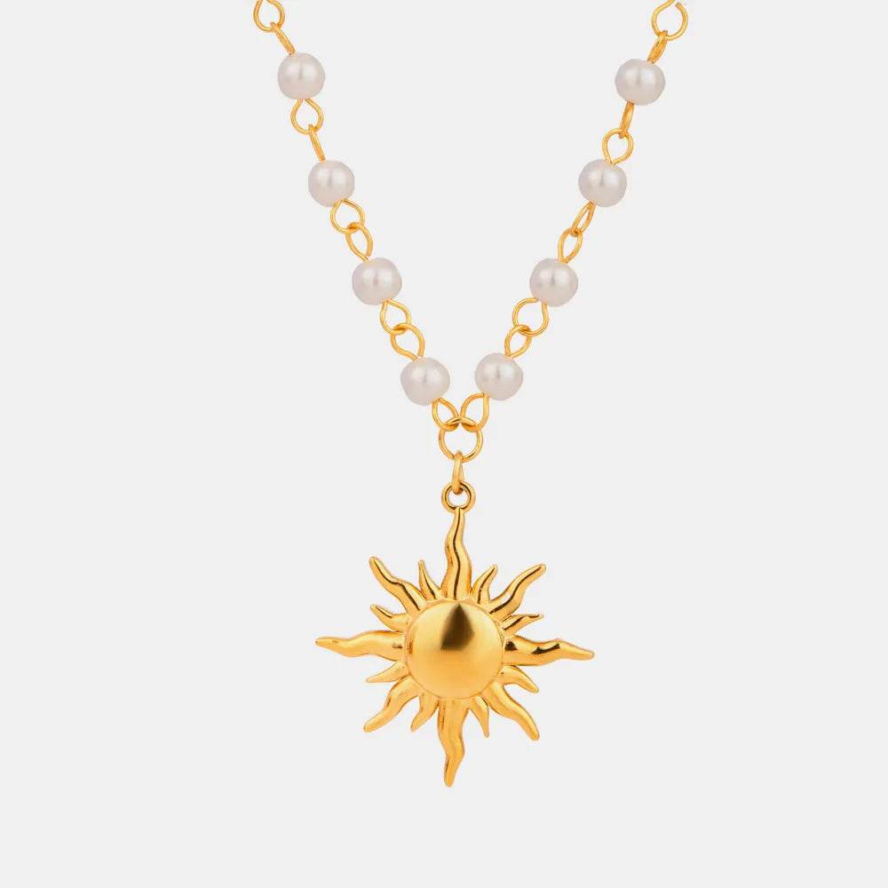 18K Gold-Plated Pearl Sun Necklace - ELY VESSA LLC