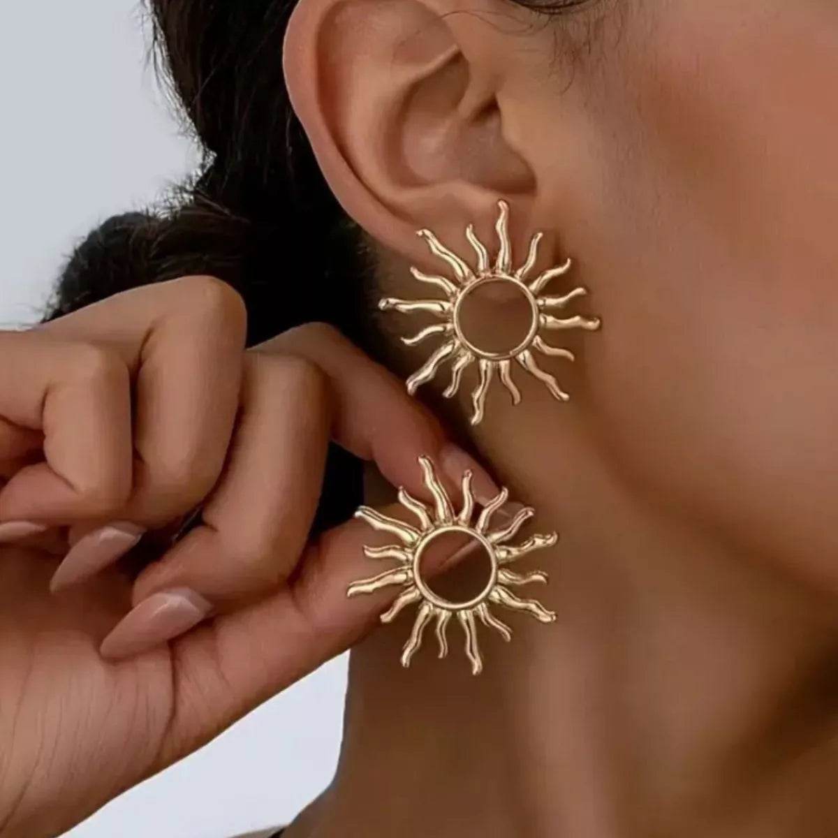 18K Gold-Plated Sun Earrings - ELY VESSA LLC