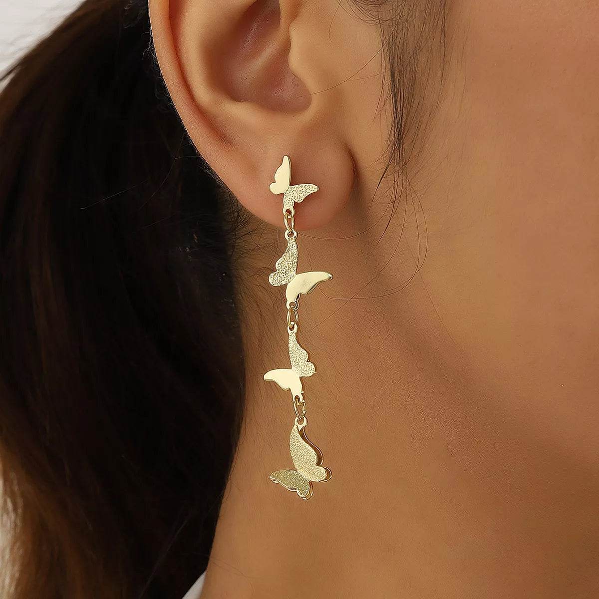 18K Gold-Plated Alloy Butterfly Earrings - ELY VESSA LLC