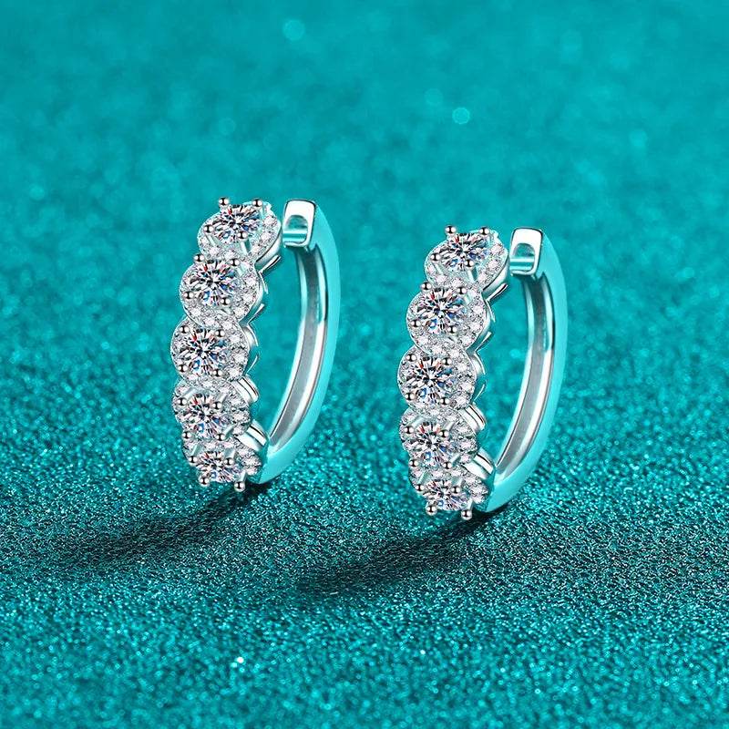 1 Carat Moissanite Zircon 925 Sterling Silver Huggie Earrings - ELY VESSA LLC
